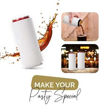 Slim Can Cooler Sleeves 12 Pack– Blank Foldable Neoprene 12oz Can Insulators – Skinny Beverage Coolers for Beer & Soda – Sublimation-Ready (White)
