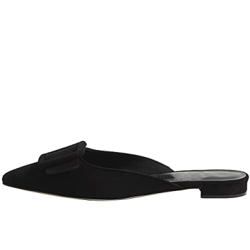 Black Suede Pointed Toe Mules for Women - Elegant & Comfortable