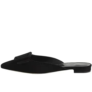 Black Suede Pointed Toe Mules for Women - Elegant & Comfortable