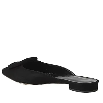 Black Suede Pointed Toe Mules for Women - Elegant & Comfortable