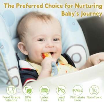 Silicone Baby Fruit Food Feeder Breastmilk Popsicle Mold Set, Baby Teething Toy for Safe Infant Self...