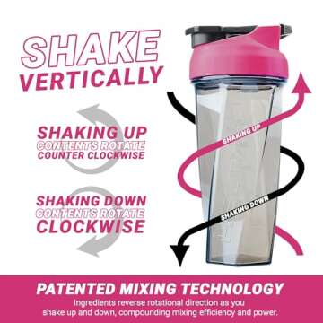 HELIMIX 2.0 Vortex Blender Shaker Bottle Holds upto 28oz | No Blending Ball or Whisk | USA Made | Portable Pre Workout Whey Protein Drink Shaker Cup | Mixes Cocktails Smoothies Shakes | Top Rack Safe