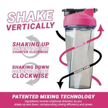 HELIMIX 2.0 Vortex Blender Shaker Bottle Holds upto 28oz | No Blending Ball or Whisk | USA Made | Portable Pre Workout Whey Protein Drink Shaker Cup | Mixes Cocktails Smoothies Shakes | Top Rack Safe
