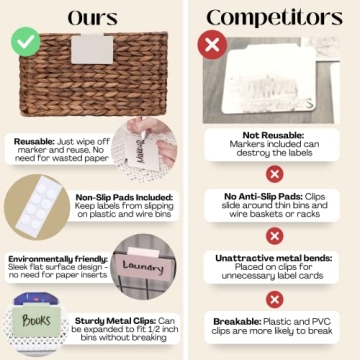 Stylish Hygge & Sage Metal Bin Labels for Organization