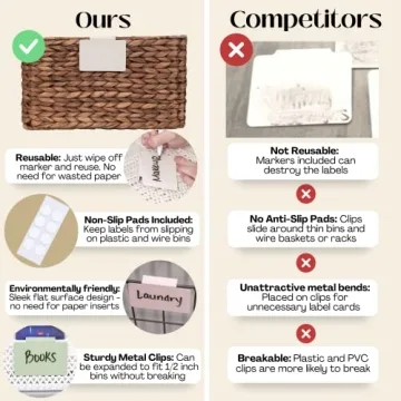 Stylish Hygge & Sage Metal Bin Labels for Organization