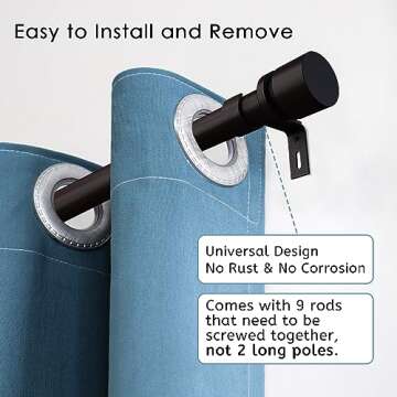 Byondeth Curtain Rods for Windows 16 to 144 Inches Adjustable Length 1 Inch Diameter Window Curtain ...