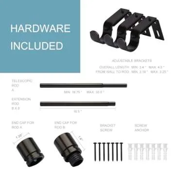 Byondeth Curtain Rods for Windows 16 to 144 Inches Adjustable Length 1 Inch Diameter Window Curtain Rod with Aluminium End Cap, Antique Bronze