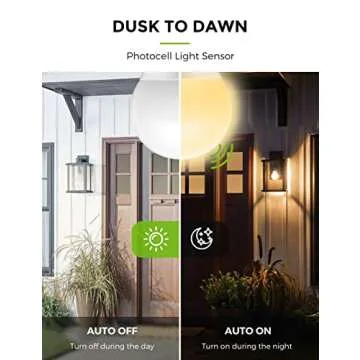 LOHAS Dusk to Dawn Sensor Light Bulbs, 40W Equivalent LED Outdoor Lighting, Warm White 2700K Automatic Photocell Light Bulb Outside, A19 6W Bright Porch Light Bulbs, 500LM E26 for Garage Patio,4 Pack