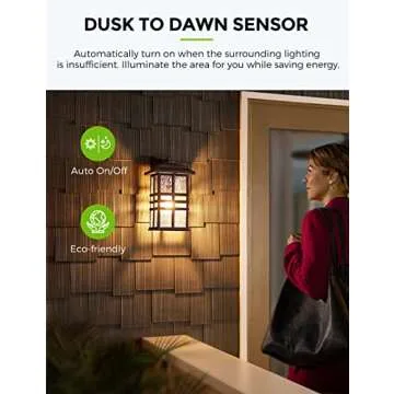 LOHAS Dusk to Dawn Sensor Light Bulbs, 40W Equivalent LED Outdoor Lighting, Warm White 2700K Automatic Photocell Light Bulb Outside, A19 6W Bright Porch Light Bulbs, 500LM E26 for Garage Patio,4 Pack