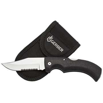Gerber Gear Gator Pocket Knife - 3.76" Serrated Edge Folding Knife - EDC Gear and Equipment - Black