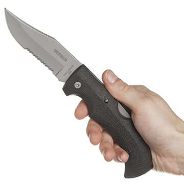 Gerber Gear Gator Pocket Knife - 3.76" Serrated Edge Folding Knife - EDC Gear and Equipment - Black