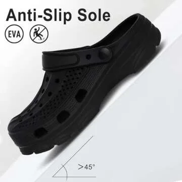 Beslip Womens Mens Garden Clogs Shoes with Arch Support Unisex Comfort Slip-on Sandals, Black 7.5-8 Women/6-6.5 Men