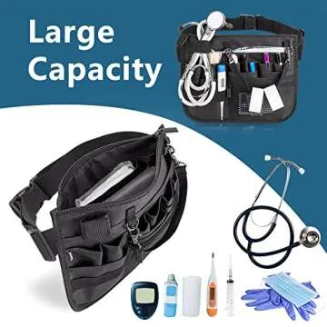 Damero Nurse Fanny Pack, Nurse Waist Bag with Tape Holder, Nurse Tool Belt for Stethoscopes, Bandage Scissors and Other Medical Supplies, Black