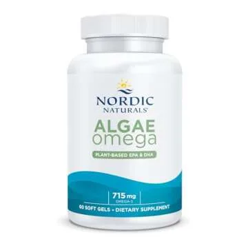 Nordic Naturals Algae Omega - 60 Soft Gels - 715 mg Omega-3 - Certified Vegan Algae Oil - Plant-Based EPA & DHA - Heart, Eye, Immune & Brain Health - Non-GMO - 30 Servings