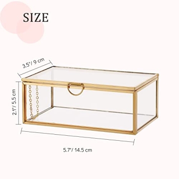AMGSH 5.7" Golden Glass Keepsake Jewelry Box