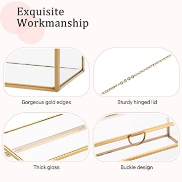 AMGSH 5.7" Golden Glass Keepsake Jewelry Box