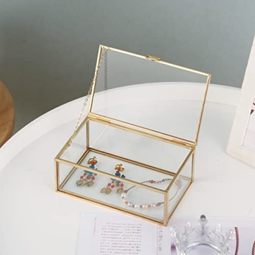 AMGSH 5.7" Golden Glass Keepsake Jewelry Box