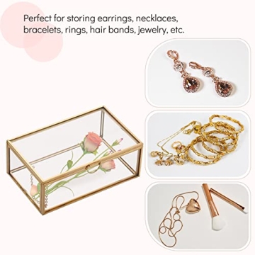 AMGSH 5.7" Golden Glass Keepsake Jewelry Box