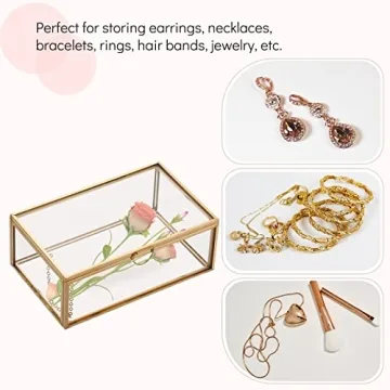 AMGSH 5.7" Golden Glass Keepsake Jewelry Box