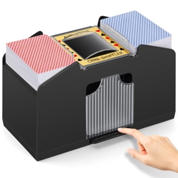 Unniweei Automatic Card Shuffler 1-4 Decks, Electric Battery-Operated Shuffler, Casino Card Game for...
