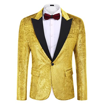 Stylish COOFANDY Gold Tuxedo Jacket for Men