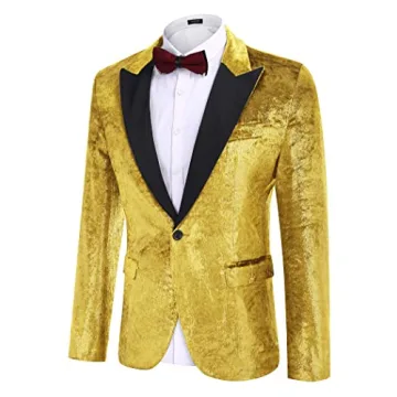 Stylish COOFANDY Gold Tuxedo Jacket for Men