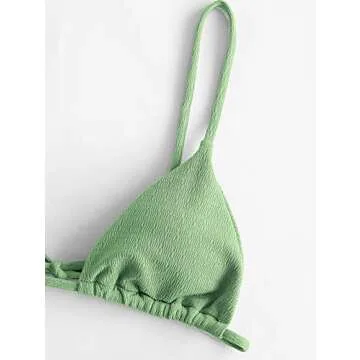 ZAFUL Women's Bikini Swimsuit String Bikini High Cut Ribbed Brazilian Bathing Suit