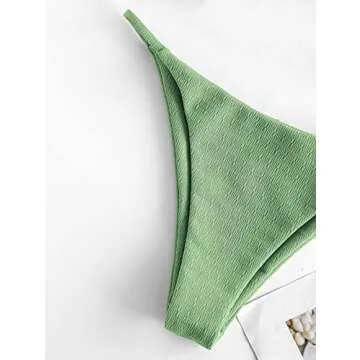 ZAFUL Women's Bikini Swimsuit String Bikini High Cut Ribbed Brazilian Bathing Suit