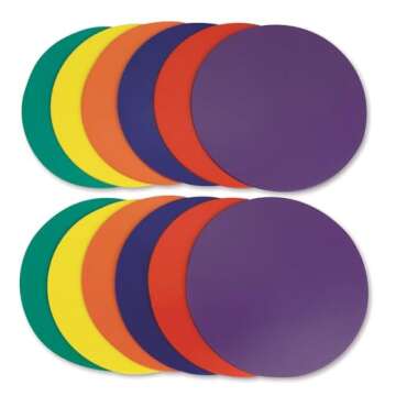 S&S Worldwide Spectrum 5", Anti-Skid, Soft Round Vinyl Spot Markers for PE/Gym Classes, Class Room A...