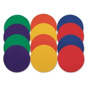 S&S Worldwide Spectrum 5", Anti-Skid, Soft Round Vinyl Spot Markers for PE/Gym Classes, Class Room Activities and Games, Assorted Colors. Set of 12.