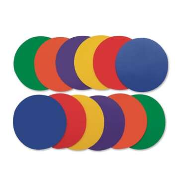 S&S Worldwide Spectrum 5", Anti-Skid, Soft Round Vinyl Spot Markers for PE/Gym Classes, Class Room Activities and Games, Assorted Colors. Set of 12.