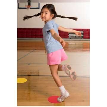 S&S Worldwide Spectrum 5", Anti-Skid, Soft Round Vinyl Spot Markers for PE/Gym Classes, Class Room Activities and Games, Assorted Colors. Set of 12.