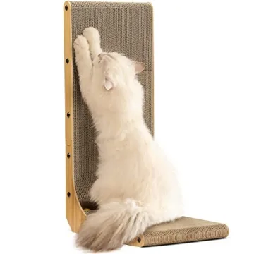 FUKUMARU Cat Scratcher, 26.8 Inch L Shape Cat Scratch Pad Wall Mounted, Cat Scratching Cardboard wit...