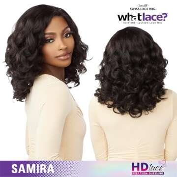 Sensationnel What lace 13x6 Wigs - samira lacefrontal hand tied glueless synthetic with natural density preplucked hairline (1B OFFBLACK)