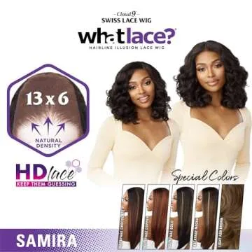 Sensationnel What lace 13x6 Wigs - samira lacefrontal hand tied glueless synthetic with natural density preplucked hairline (1B OFFBLACK)