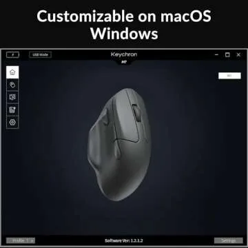 Keychron M7 Wireless Computer Mouse, 26K DPI Optical Computer Mouse, 2.4 GHz/Bluetooth/Wired with Ma...