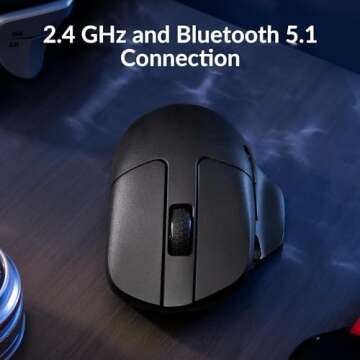 Keychron M7 Wireless Computer Mouse, 26K DPI Optical Computer Mouse, 2.4 GHz/Bluetooth/Wired with Macro Button 63g Lightweight Ergonomic, Up to 70 Hours Worktime for Laptop macOS/Windows - Black