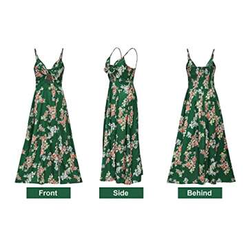 Fashionme Floral Spaghetti Strap Midi Satin Dress