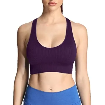 Aoxjox Women's Ribbed Seamless Sports Bra for Comfort and Style