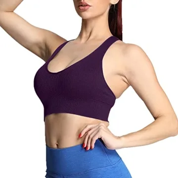 Aoxjox Women's Ribbed Seamless Sports Bra for Comfort and Style