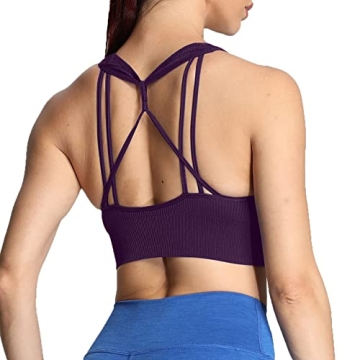 Aoxjox Women's Ribbed Seamless Sports Bra for Comfort and Style