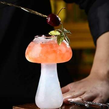 DOITOOL Cocktail Glass, Mushroom Shape Cocktail Glass Cup, Creative Mushroom Drinks Cups Wine Glasse...