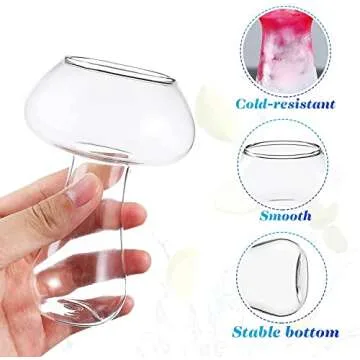 DOITOOL Cocktail Glass, Mushroom Shape Cocktail Glass Cup, Creative Mushroom Drinks Cups Wine Glasses for Home Bar Catering KTV Club Wedding Party, 280ml, 1Pcs