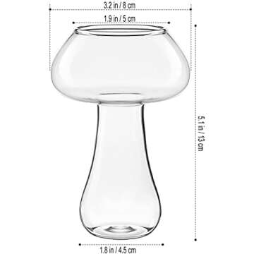 DOITOOL Cocktail Glass, Mushroom Shape Cocktail Glass Cup, Creative Mushroom Drinks Cups Wine Glasses for Home Bar Catering KTV Club Wedding Party, 280ml, 1Pcs