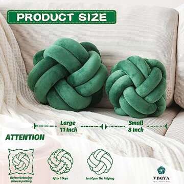 VBGYA Knot Pillow Ball, Soft Decorative Throw Pillows Cushion, 11 Inch Round Plush Knotted Pillows D...
