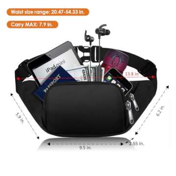 Large Fanny Pack for Women Men - Syican Waist bag with 3-Zipper Pockets, Gifts for Enjoy Sports Trav...