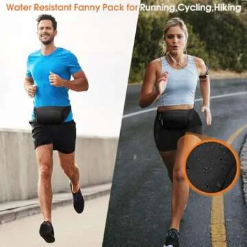 Large Fanny Pack for Women Men - Syican Waist bag with 3-Zipper Pockets, Gifts for Enjoy Sports Traveling Workout Casual Hands-Free crossbody bags Fits MAX 7.9'' iPad & 6.6'' Phone Black