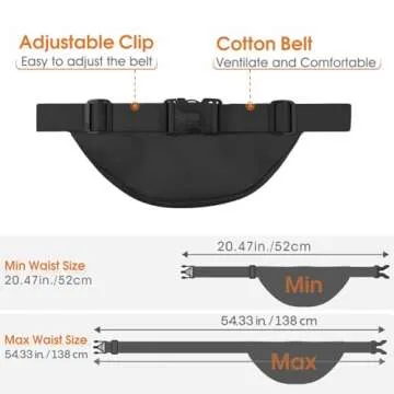 Large Fanny Pack for Women Men - Syican Waist bag with 3-Zipper Pockets, Gifts for Enjoy Sports Traveling Workout Casual Hands-Free crossbody bags Fits MAX 7.9'' iPad & 6.6'' Phone Black