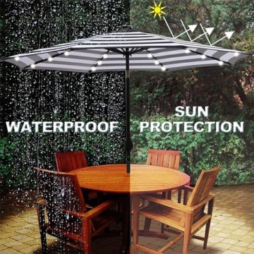 Blissun 9 ft Solar Umbrella with LED Lights for Outdoor
