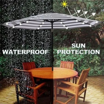 Blissun 9 ft Solar Umbrella with LED Lights for Outdoor